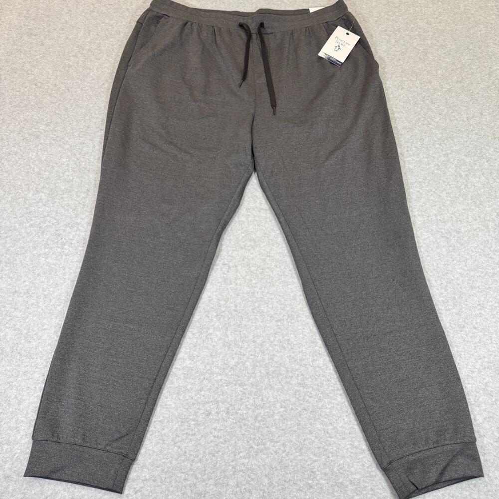 Original Penguin Sport Mens Drawstring Jogger Pants XL Heather Gray Stretch NWT